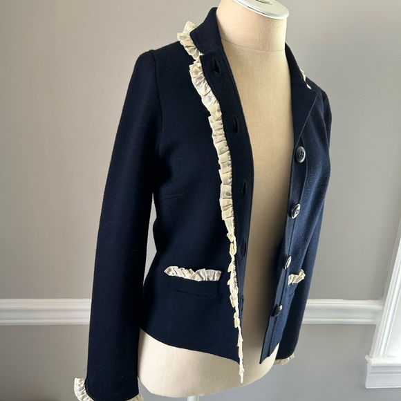 Beautiful J Crew Lady Jacket with silk ruffle trim - Picture 7 of 9